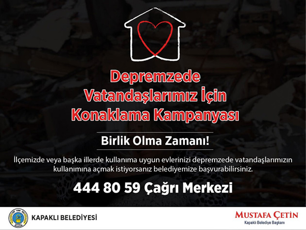 Depremzedeler için konaklama kampanyası başlatıldı