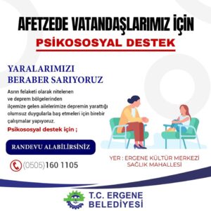 Belediyeden afetzedelere psikolojik destek