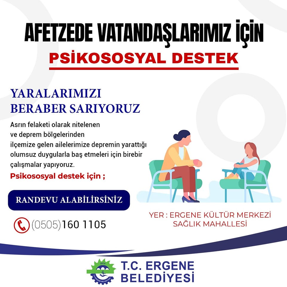 Belediyeden afetzedelere psikolojik destek