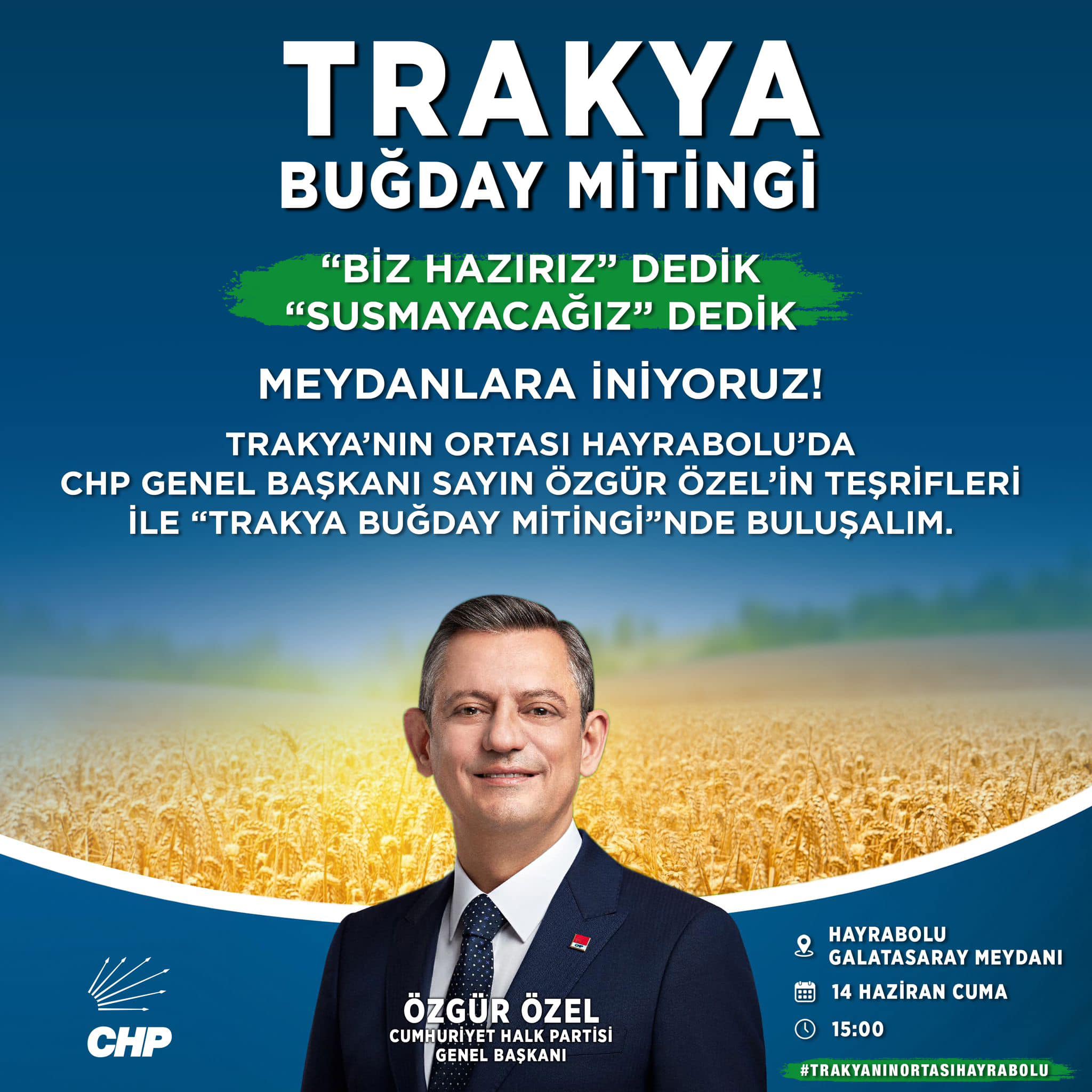 Özgür Özel, Hayrabolu’da miting yapacak
