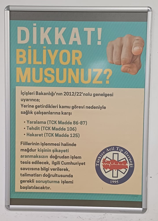 Sağlıkta şiddete karşı uyarı