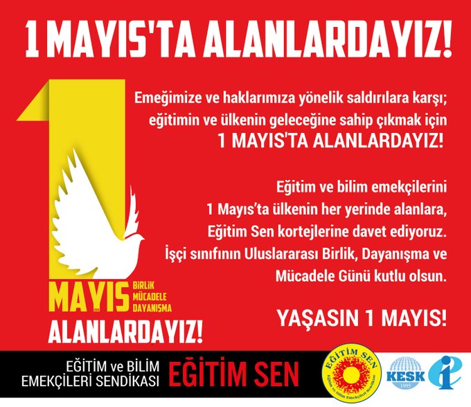 Eğitim Sen – 1 Mayıs’ta Alanlardayız
