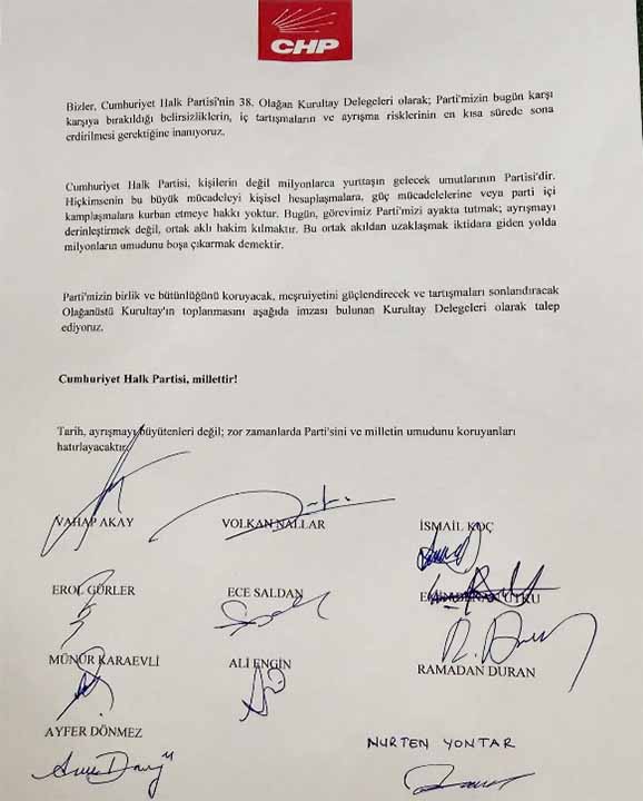 15 Delegeden 13’ü İmza Verdi