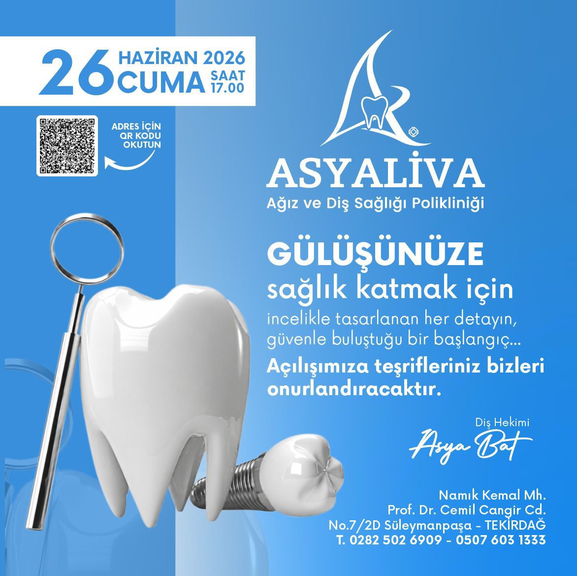 ASYALİVA Ağız ve Diş Sağlığı Polikliniği Açılıyor
