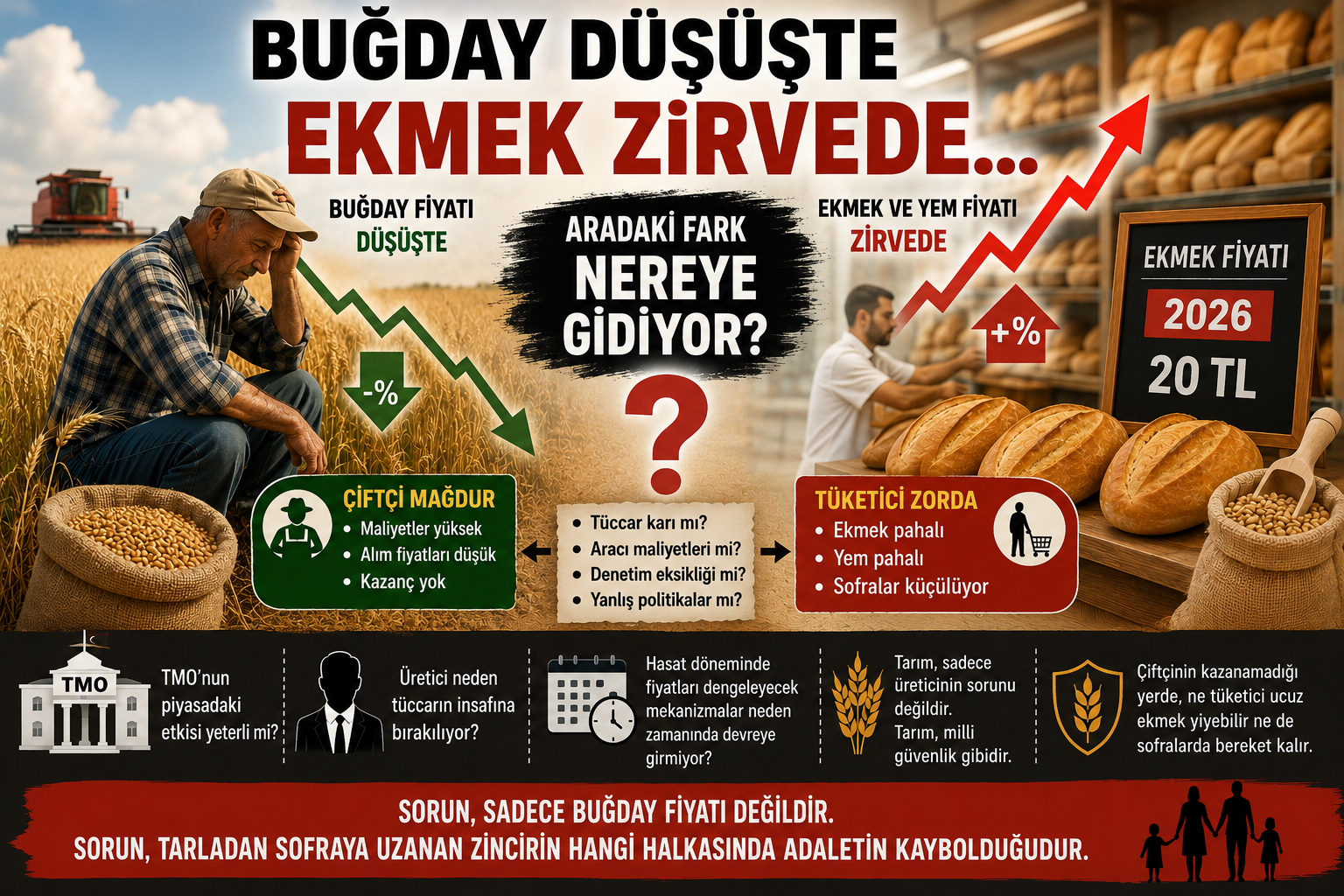 BUĞDAY DÜŞÜŞTE EKMEK ZİRVEDE…