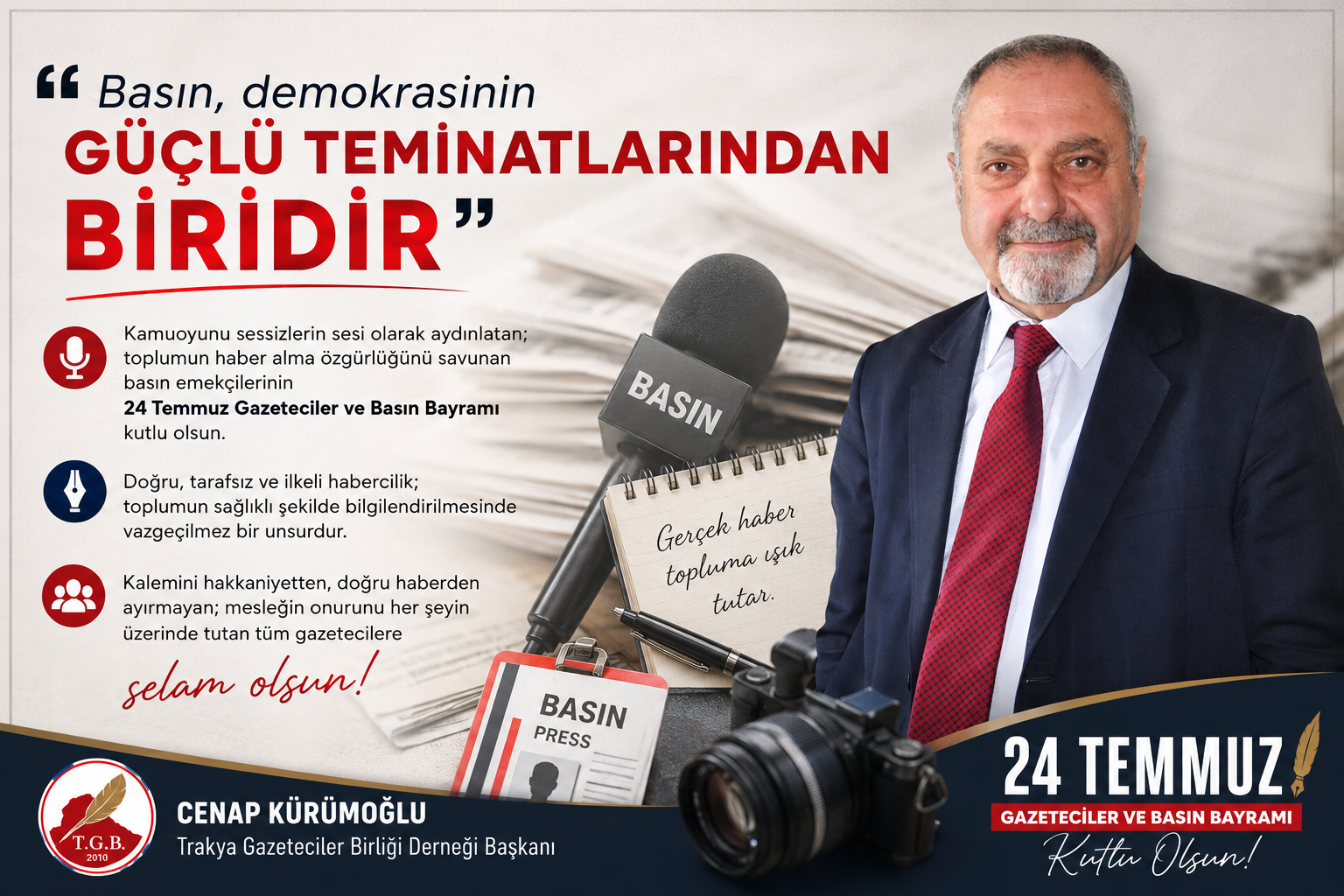 ‘Basın, demokrasinin güçlü teminatlarından biridir’