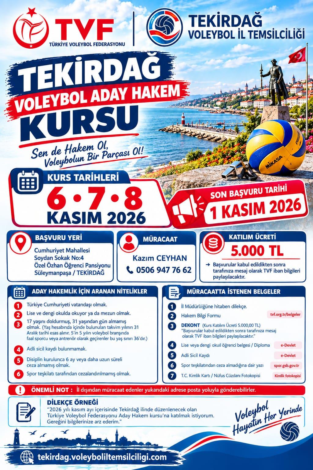 Voleybol Aday Hakem Kursu başlıyor